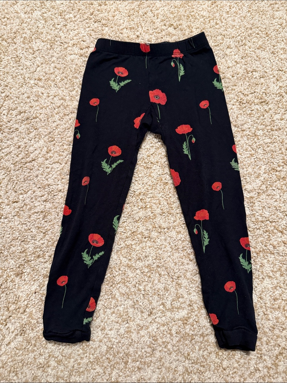 Kyte BABY Black Kids Pajama Set with Red Poppy Print - Picture 4 of 6